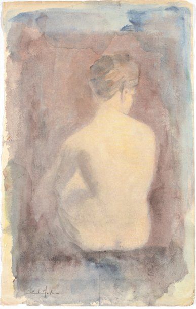 SALVATORE FALBO (NE EN 1983) FEMME DE DOS Aquarelle sur papier Signée en bas à gauche...