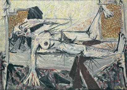 MICHEL PATRIX (1917-1973) COMPOSITION Huile sur toile signée en bas à droite 54 x...