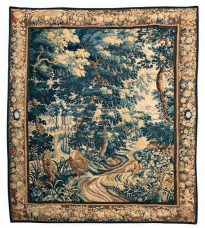 null Aubusson - Verdure, tapisserie en laine. Fin XVIIe- Début XVIIIe siècle 300...