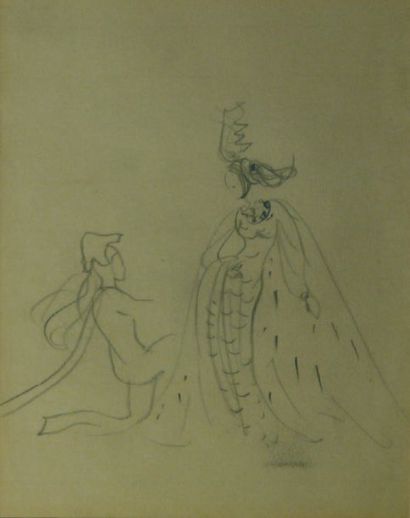 CHRISTIAN BERARD (1902 - 1949) ARNAUD & ARMIDE Projet de costumes pour le théâtre...