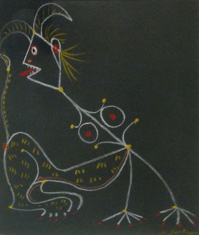 JEAN COCTEAU (1889-1963) SPHINGE, 1957 Pastel sur papier teinté Signé et daté en...