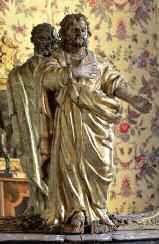 ECOLE FRANÇAISE DU XVIIIE SIÈCLE « Saint homme » Sculpture en bois, la chasuble en...