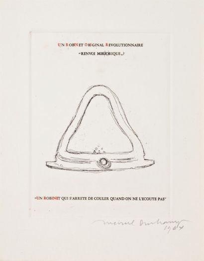 Marcel DUCHAMP (1887-1968) « UN ROBINET ORIGINAL REVOLUTIONNAIRE », 1964 Gravure...