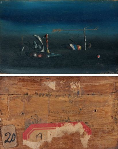 Yves TANGUY (1900-1955) «SANS TITRE», 1941 Huile sur panneau de bois signé en bas...
