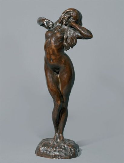 Maurice GUIRAUD-RIVIERE (1881- 1947) « NU DEBOUT » Sculpture en bronze à patine brun...