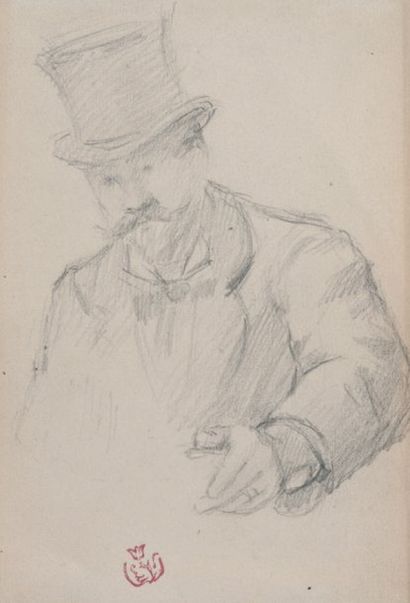 Cl. Emile SCHUFFENECKER (1851-1934) Portrait " Crayon. 37,5 x 28 cm