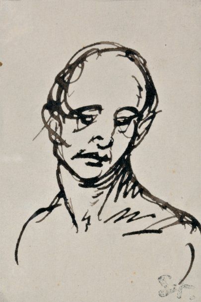 Théophile Alexandre STEINLEN (1859-1923) Portrait d'homme " Encre sur papier. Cachet...