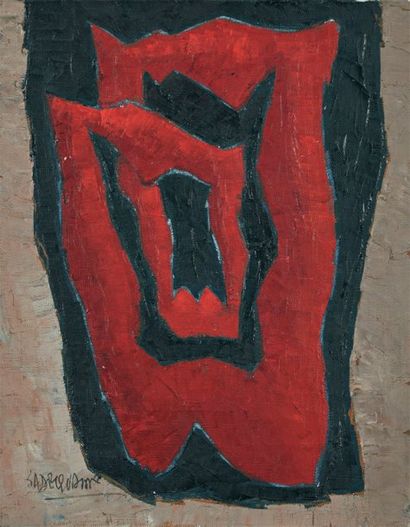 Ahmed Naqvi Syed SADEQUAIN (1937-1987) Composition abstraite (rouge) Huile sur toile,...