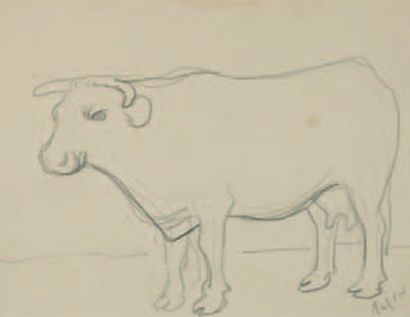 Pierre TAL COAT (1905-1985) La vache Mine de plomb sur papier, signé en bas à droite....