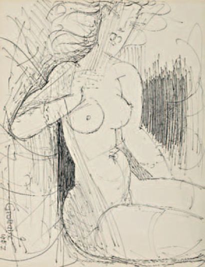 Marcel GROMAIRE (1892-1971) Nu, 1957. Encre de chine sur papier. Signé et daté en...