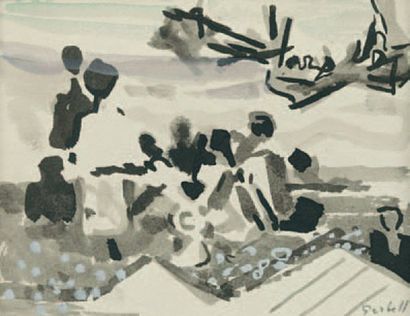 Alexandre Sasha GARBELL (1903-1970) Sans titre Encre de chine et aquarelle sur papier,...