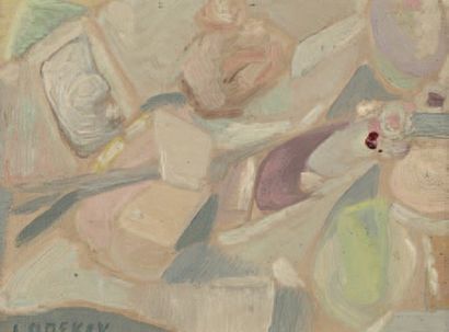 André LANSKOY (1902-1976) Composition Huile sur toile, signée en bas à gauche. 16,2...