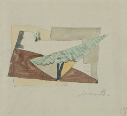 Léopold SURVAGE (1879-1968) L'arbre vert, vers 1924. Technique mixte sur papier,...