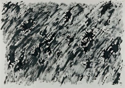 Henri MICHAUX (1899-1984) Composition Encre de chine sur papier. Monogrammée en bas...