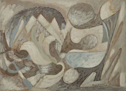 Serge CHARCHOUNE (1888-1975) Composition, 1943 Huile sur toile, signé et daté en...