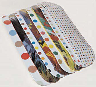 DAMIEN HIRST (NE EN 1965, d'après) Ensemble de trois planches de skate board sérigraphie....