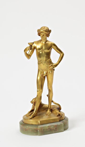 Jean-Antoine CARLES (1851-1919) « Bacchus », 1903. Sculpture en bronze doré et patiné...