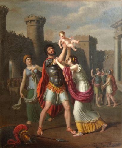 Joseph COMBETTE (1770 - 1840) « Scène mythologique ». Huile sur toile, signée en...