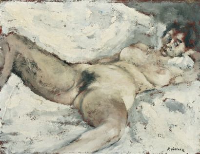 Paolo VALLORZ (né en 1931) Hommage à Courbet, 1967. Huile sur toile, signée en bas...