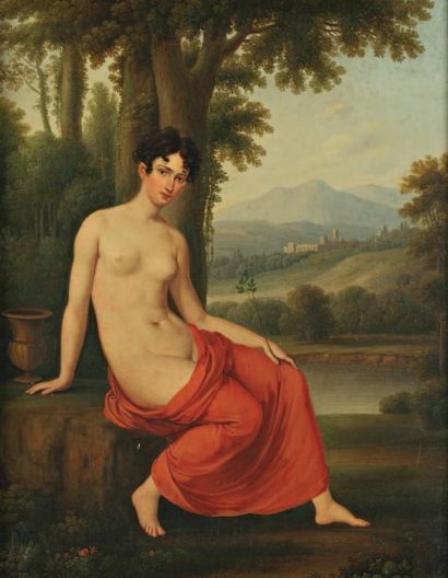 Entourage de Robert Faust LEFÈVRE (1755-1830) Nu de femme, circa 1800. Huile sur...