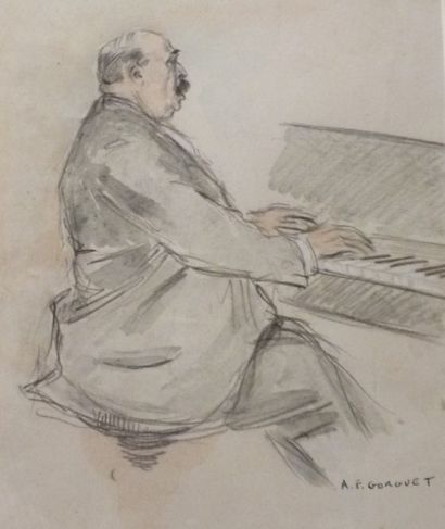 null Augsute François Marie GORGUET (1862 - 1927). Le pianiste. Technique mixte sur...