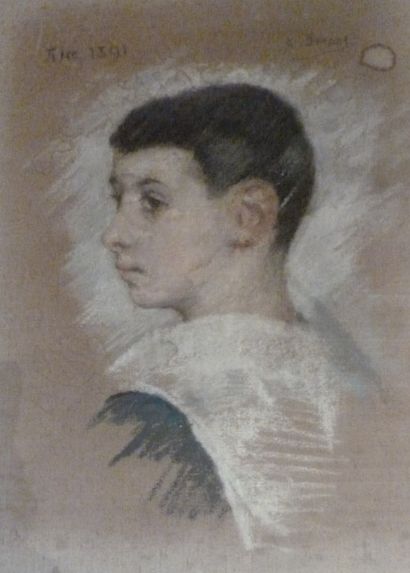 null Antoine PERROT (XIXème siècle) Portrait de jeune enfant. Technique mixte sur...