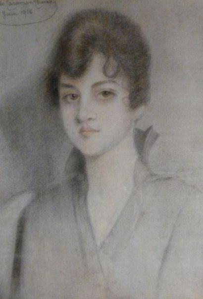 null Ghislaine DE RIQUET DE CARAMAN CHIMAY (1865-1955). Portrait. Pastel sur papier....