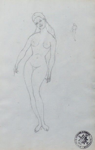 PIERRE MOLINIER (1900-1976) 
Femme debout - Circa 1950
Dessin à la mine de plomb...