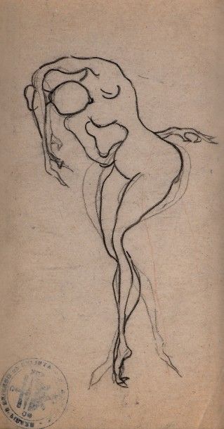 PIERRE MOLINIER (1900-1976) 
Nu dansant - Années 1950
Dessin sur papier, cachet encré...