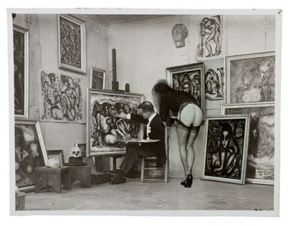 PIERRE MOLINIER (1900-1976) 
Le peintre à l'atelier - Photomontage, circa 1956
Quatre...