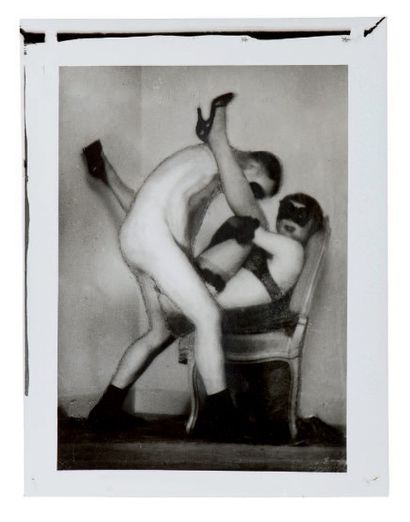 PIERRE MOLINIER (1900-1976) 
Double autoportrait assis et debout
Collage original...