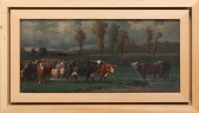 Guillaume WINTZ (1823-1899) Bergère et son troupeau • Vaches au bord de la rivière
Vaches...