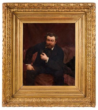 Edmond PICARD (1861-1899) Portrait d'homme à la pipe
Huile sur toile signée en bas...