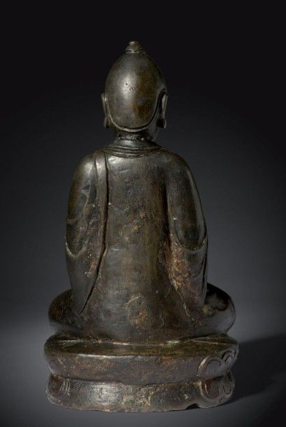  Rare et exceptionnelle statue en bronze ciselé et de patine noire représentant un...