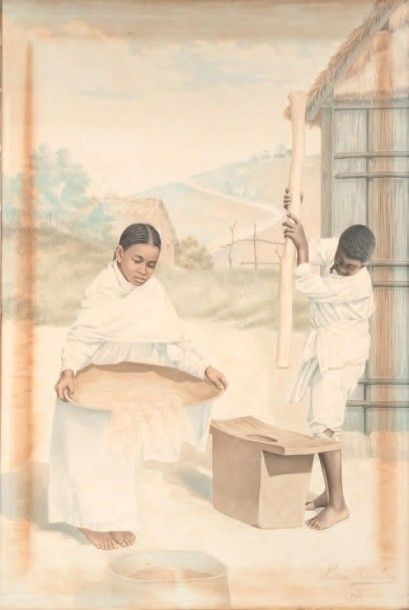 Louis RAOLINA (fin XIXème - début XXème siècle) Personnages de Madagascar
Peinture...