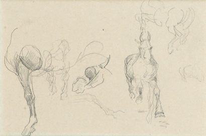 Henri de TOULOUSE LAUTREC (1864-1901) Etude de chevaux - Vers 1881
Crayon sur papier....