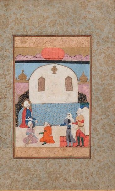 null Trois pages d'illustration de divers manuscrits persans
XIXème siècle.