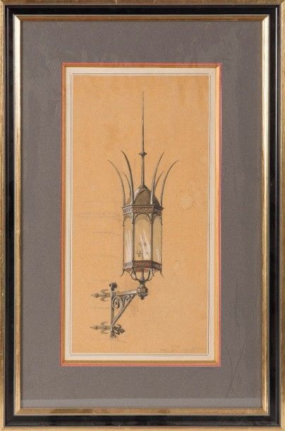 ECOLE FRANCAISE DU XIXème siècle Projet de lanterne
Aquarelle et rehaut de gouache...