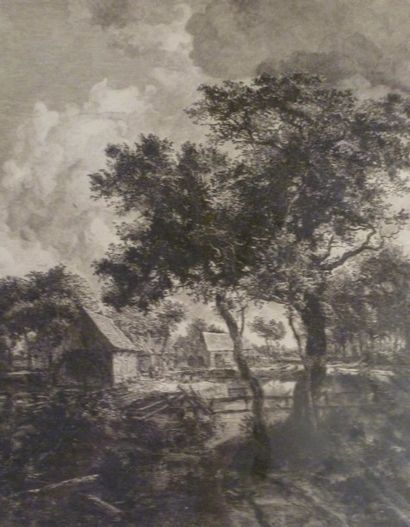 null Le moulin à eau. Gravure. 
58 x 43 cm (à vue)