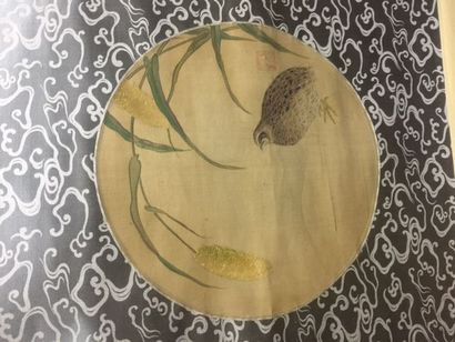 null Kakemono à décor de caille sur branchages
Encre sur tissu
Japon, XIXème siècle,...