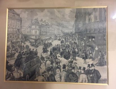null Ecole Française XIXème siècle
Faubourgs parisiens
Gravure encadrée, signée dans...