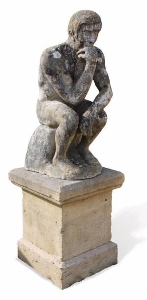 Dans le goût D'AUGUSTE RODIN (1840-1917) Le penseur
Sculpture en pierre calcaire....