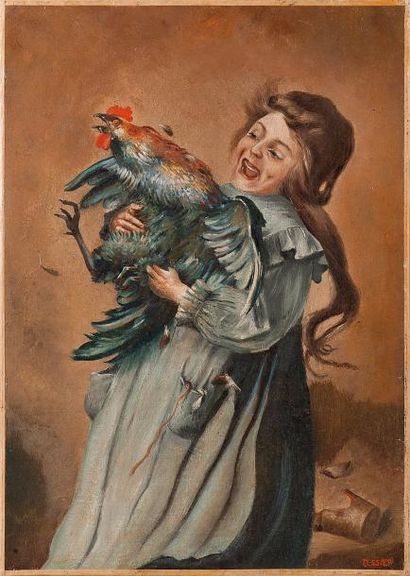 Louis Adolphe TESSIER Louis Adolphe TESSIER (1858-1915)

Jeune fille au coq

Huile...
