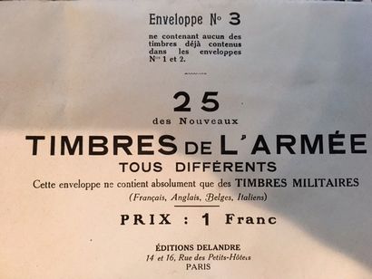 null 25 des nouveaux timres de l'armée, Français, Belges, Italiens. Editions Delalande,...