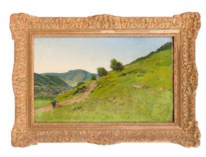 Jean DESBROSSES (1835-1906) 
Paysage
Huile sur toile.
Signé en bas à droite
35x57...