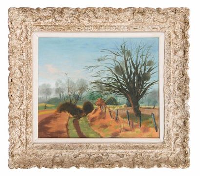 HENRI VERGE-SARRAT (1880-1966) 
Paysage d'hiver environ de Chauvray
Huile sur toile.
Signé...