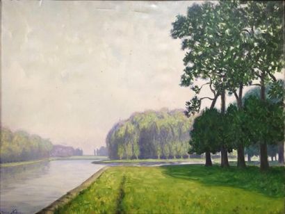 Maurice CHABAS (1862-1947) 
Le Grand canal en juin
Huile sur toile.
Signé en bas...