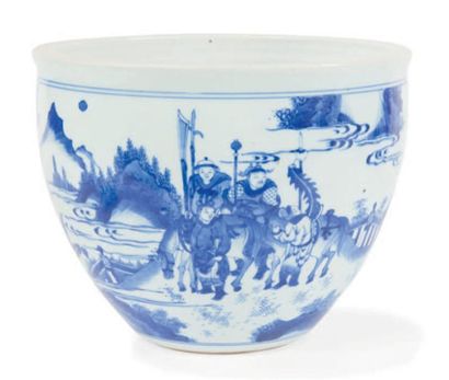 null Pot en porcelaine bleu blanc
À décor de guerriers et cavaliers dans un paysage...