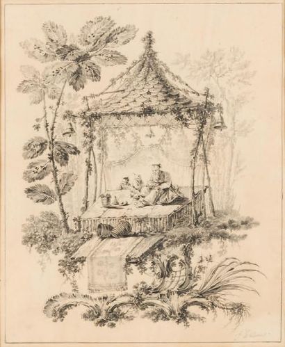 Jean PILLEMENT (1728-1808) Chinoiseries
Paire de crayon noir sur papier.
Signé en...