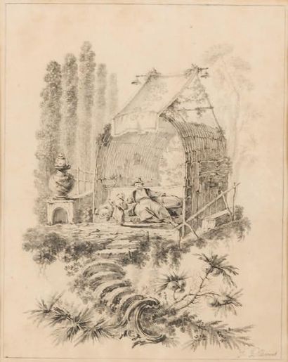 Jean PILLEMENT (1728-1808) Chinoiseries
Paire de crayon noir sur papier.
Signé en...